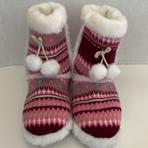 Slipper Booties Fairisle Pink Size 9/10